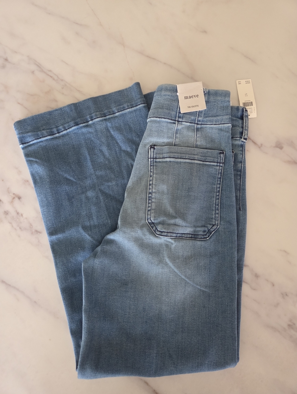 Maeve Colette Crop High Rise Wide Leg Anthropologie Denim Jeans Medium Wash - Picture 11 of 11